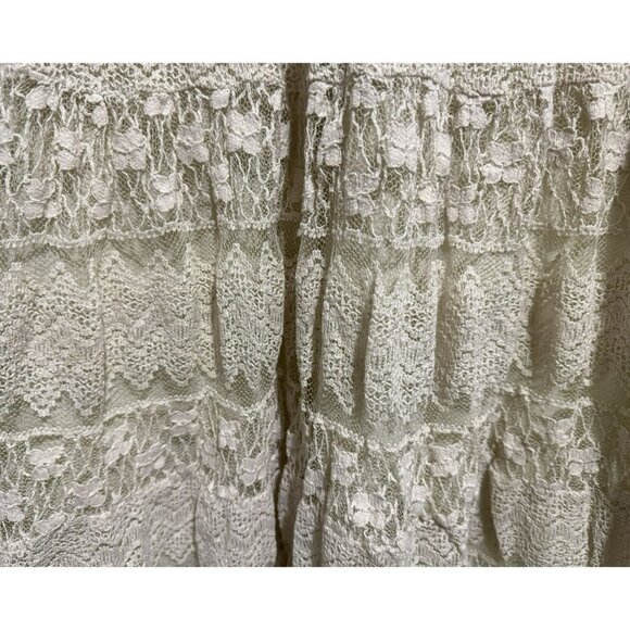 Lace Tiered Maxi Praire Skirt Sz XS-S Faux Suede Waist w Lace-up Western Boho - Picture 3 of 8